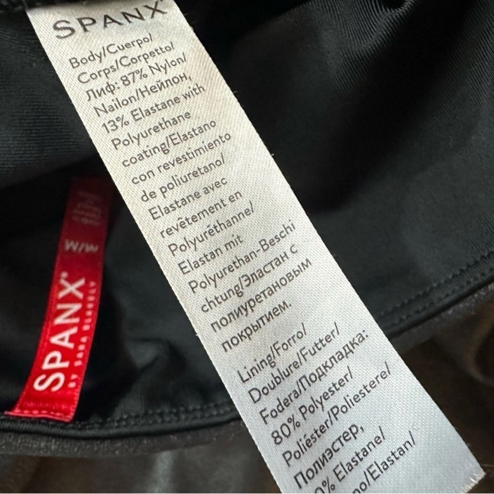 Spanx Leggings Womens Sz M Faux Leather Moto Black Pants Slimming Stretch Skinny - Picture 8 of 12